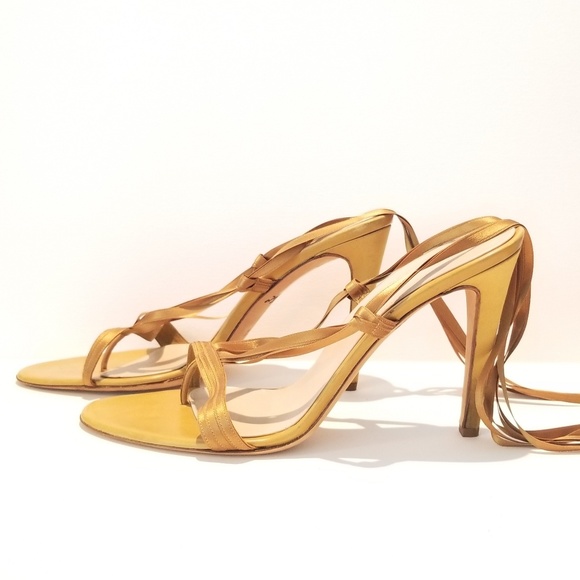 YSL Rive Gauche Ford Strap Stiletto Sandals - Picture 3 of 6